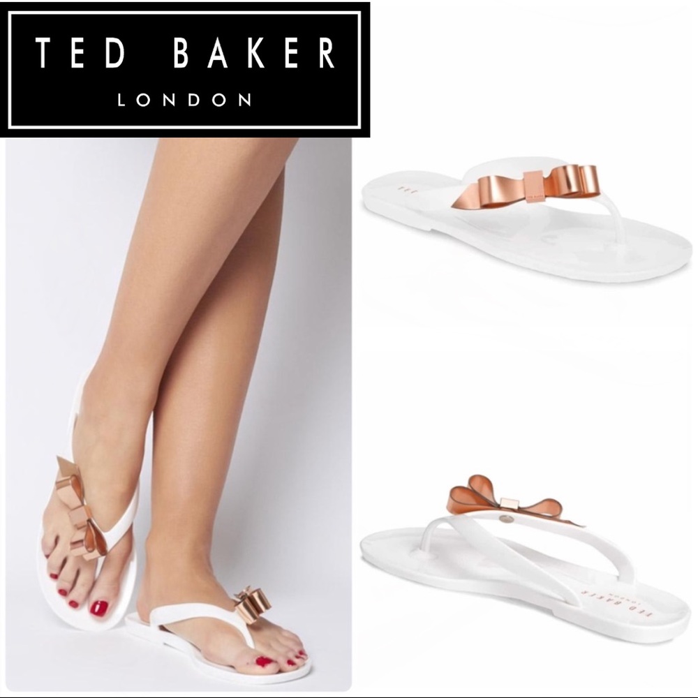 NWT Ted Baker Suszie Jelly Flip Flop Bow Detail Sandals